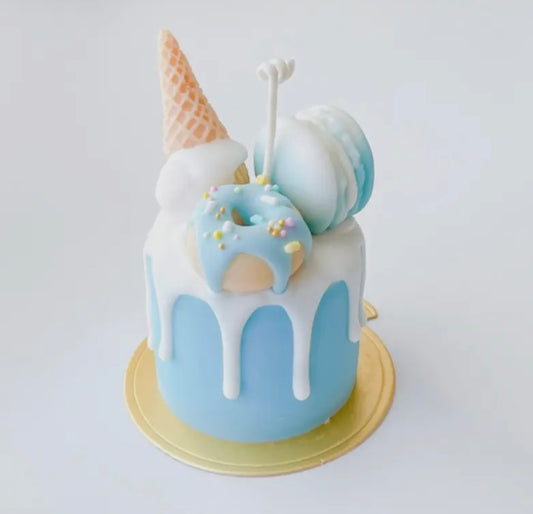 Blue cake candle